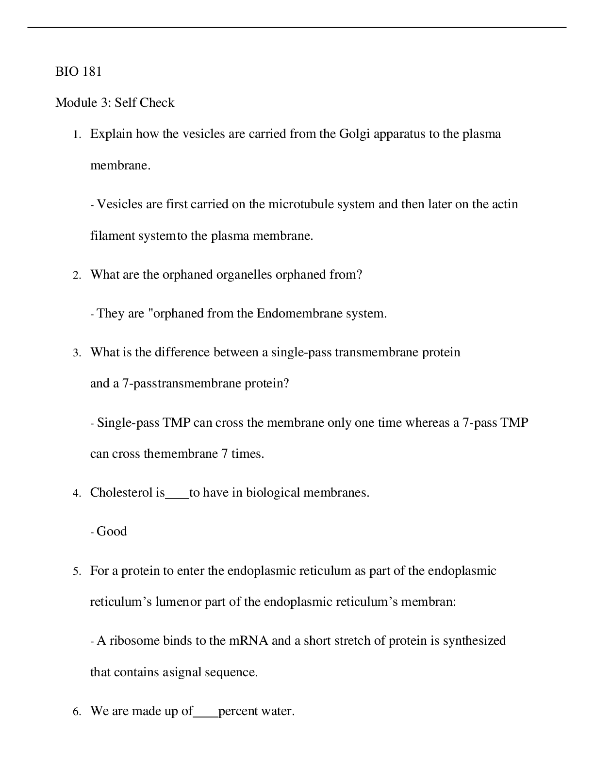 Preview image for Arizona State University - BIO 181 Module 3 Self-Check General Biology I (Latest 2021) Correct Study Guide, Download to Score A